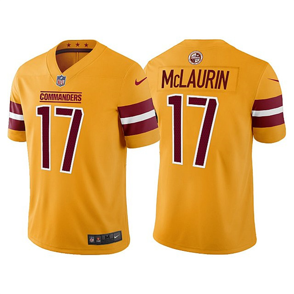 Men's Washington Commanders #17 Terry McLaurin Gold Vapor Untouchable Stitched Football Jersey Men's Washington Commanders #17 Terry McLaurin Gold Vapor Untouchable Stitched Football Jersey